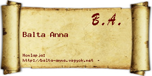 Balta Anna névjegykártya