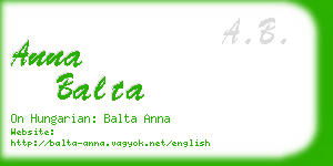 anna balta business card